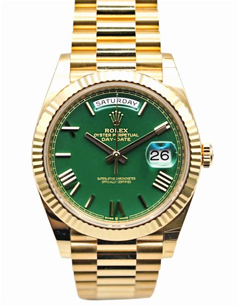 rolex day date green dial 2022|Rolex Day-Date 40mm price.